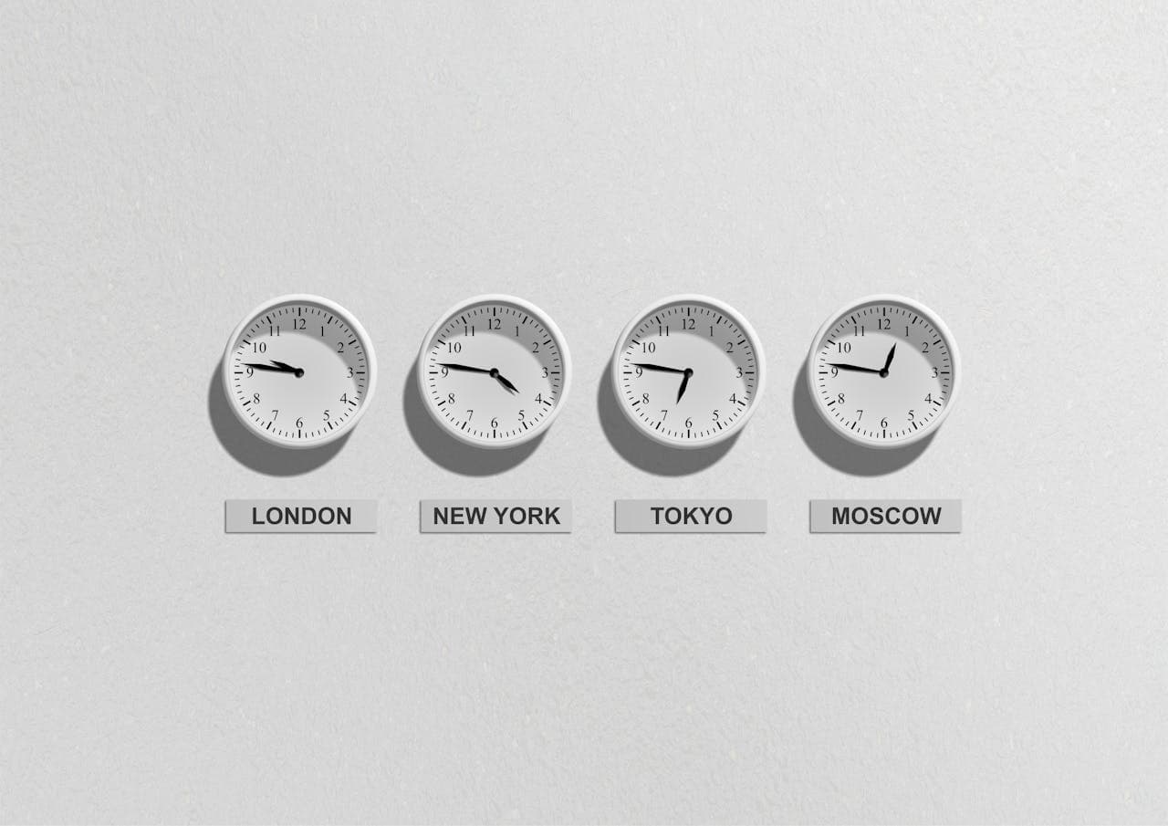 London New York Tokyo and Moscow clocks